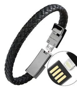 Leather Mini USB Bracelet Data Charging Cable