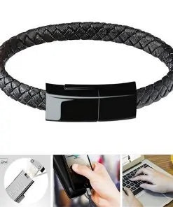 Leather Mini USB Bracelet Data Charging Cable