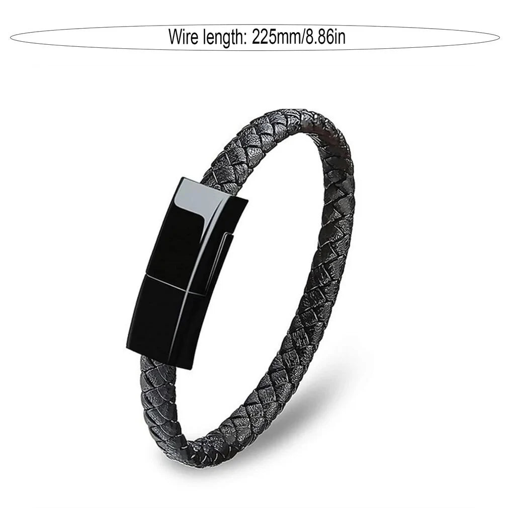 Leather Mini USB Bracelet Data Charging Cable