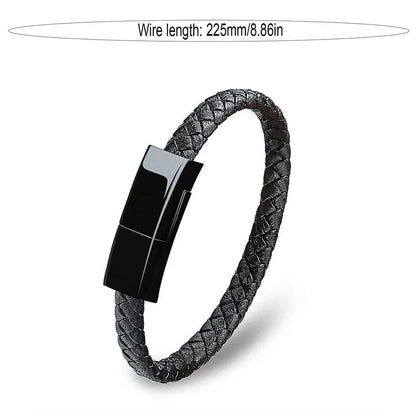 Leather Mini USB Bracelet Data Charging Cable
